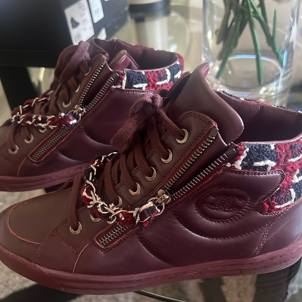 Burgundy Chanel sneakers